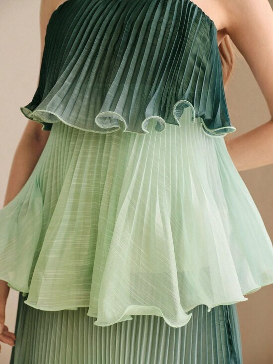 MODA ME COUTURE Dresses & Skirts - Women's Party Multicolor Gradient Ruffle Spaghetti Strap Dress